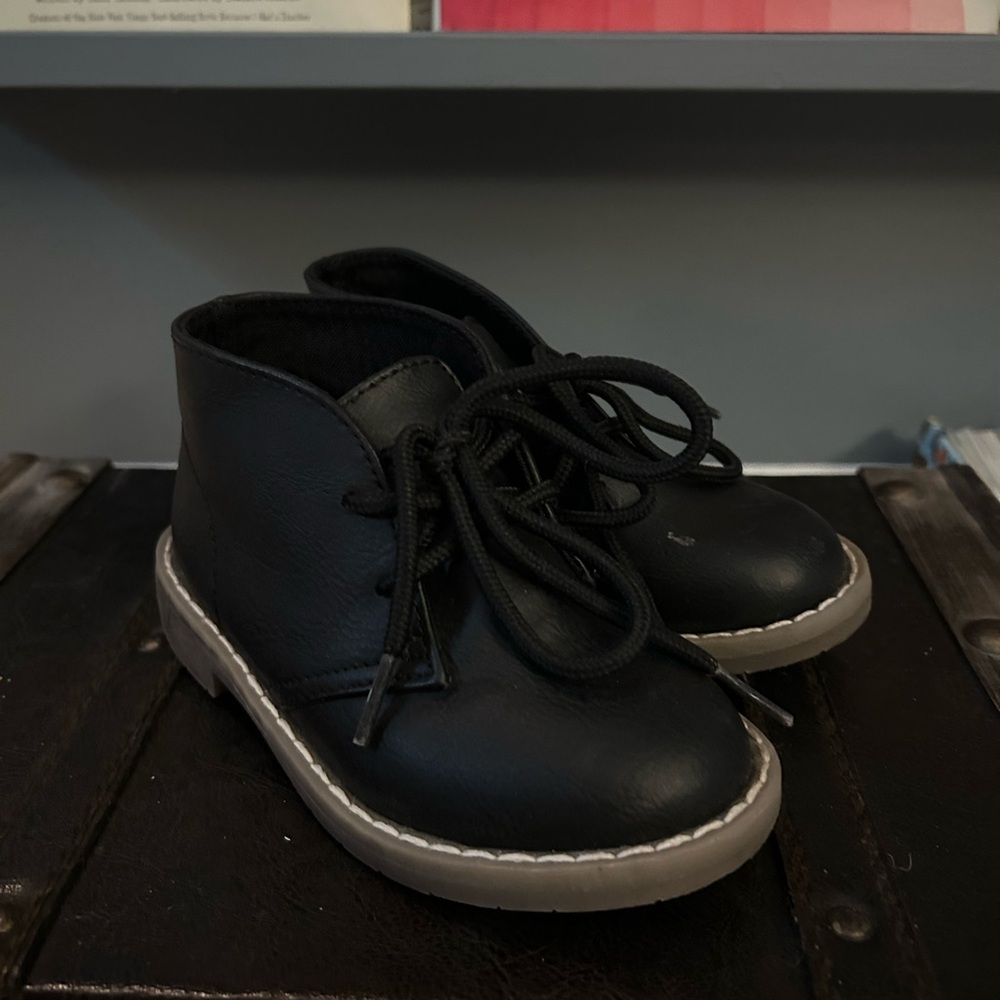 Black Minimalist Leather Boots with White Sole